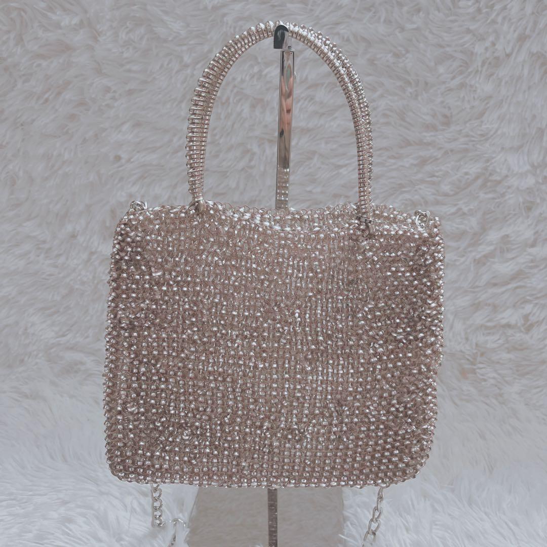 人気色　アンテプリマ　スタンダードスクエアミディアム　チェーン付　ピンクシルバー