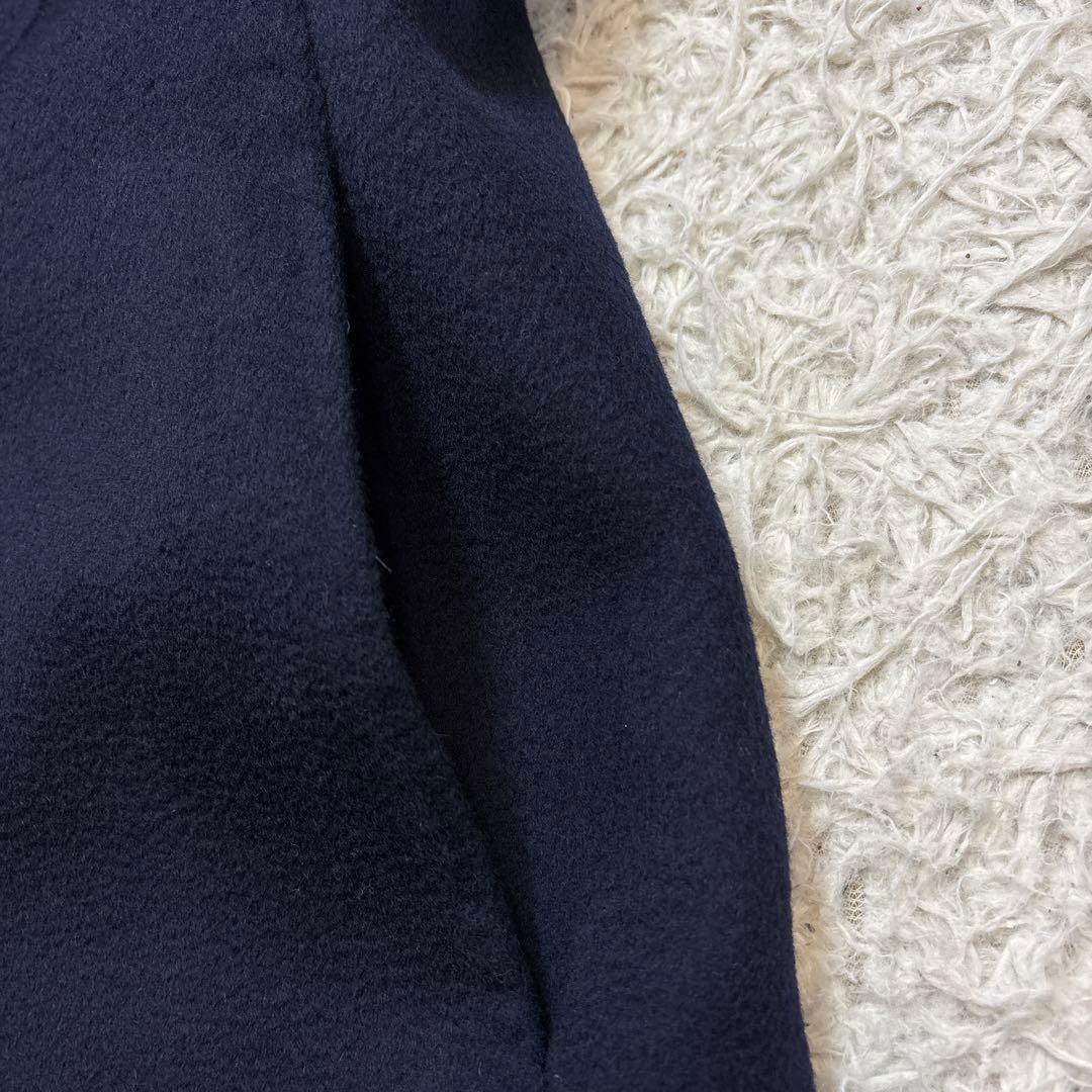 超美品☆未使用級【レリアン】カシミヤ100% 紺　ダブルチェスター　13 XL