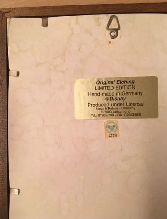 お値下げ　ディズニー ミッキー エッチング版画 限定版 シリアルno.103