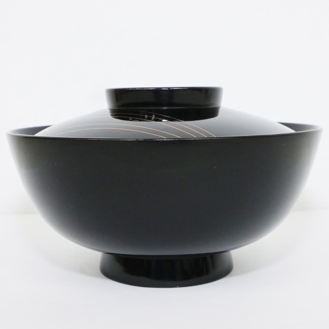 吸物椀　金彩　蒔絵 鶴 縁起物　木製　10客