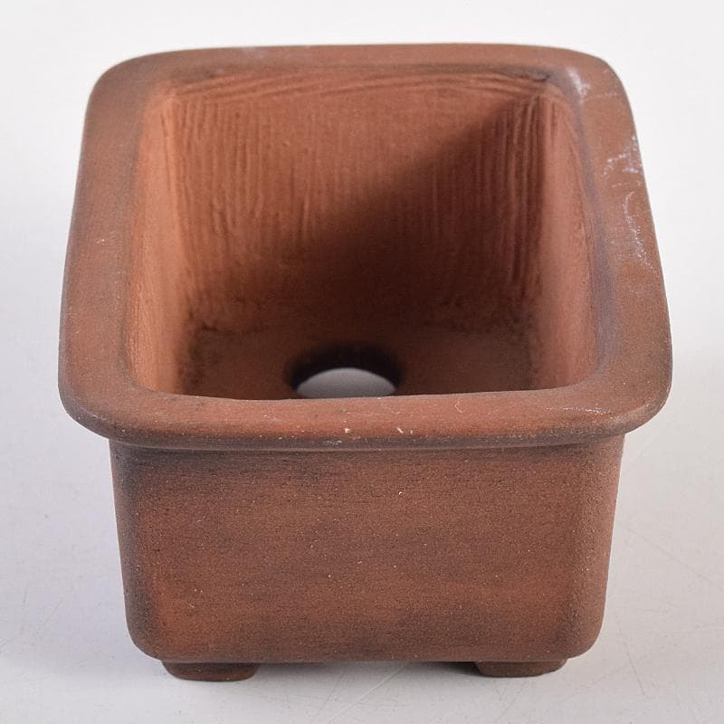 駿河山正作　紫砂　朱泥　猪刻　小さな植木鉢　盆栽鉢　V　R8834
