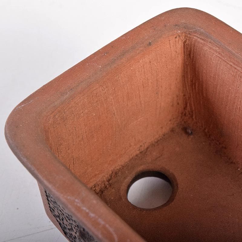 駿河山正作　紫砂　朱泥　猪刻　小さな植木鉢　盆栽鉢　V　R8834