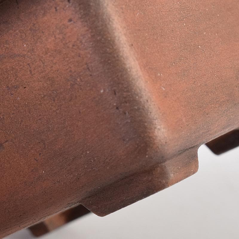 駿河山正作　紫砂　朱泥　猪刻　小さな植木鉢　盆栽鉢　V　R8834