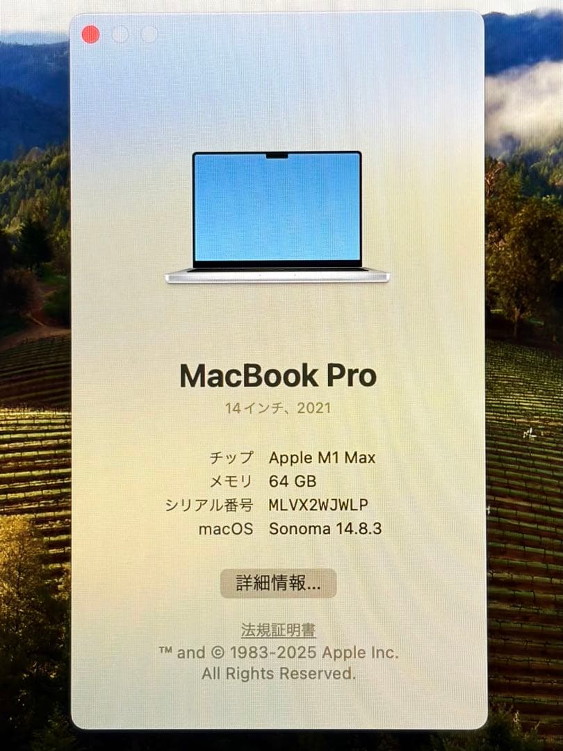 MacBook Pro 14インチ M1 Max メモリ64GB SSD1TB