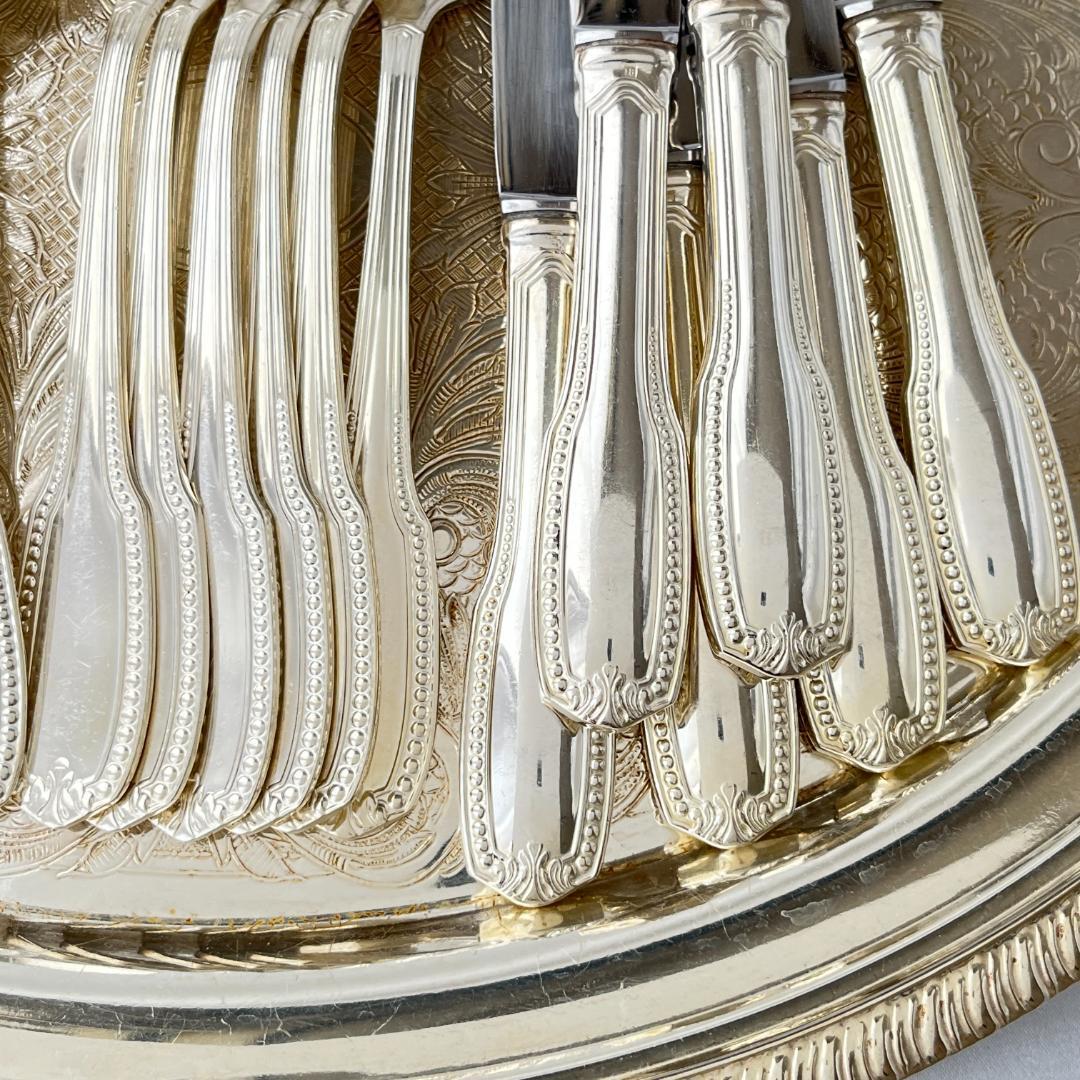 【仏蘭西】 パールとアカンサスのディナーセット 6名用24本【シルバープレート】