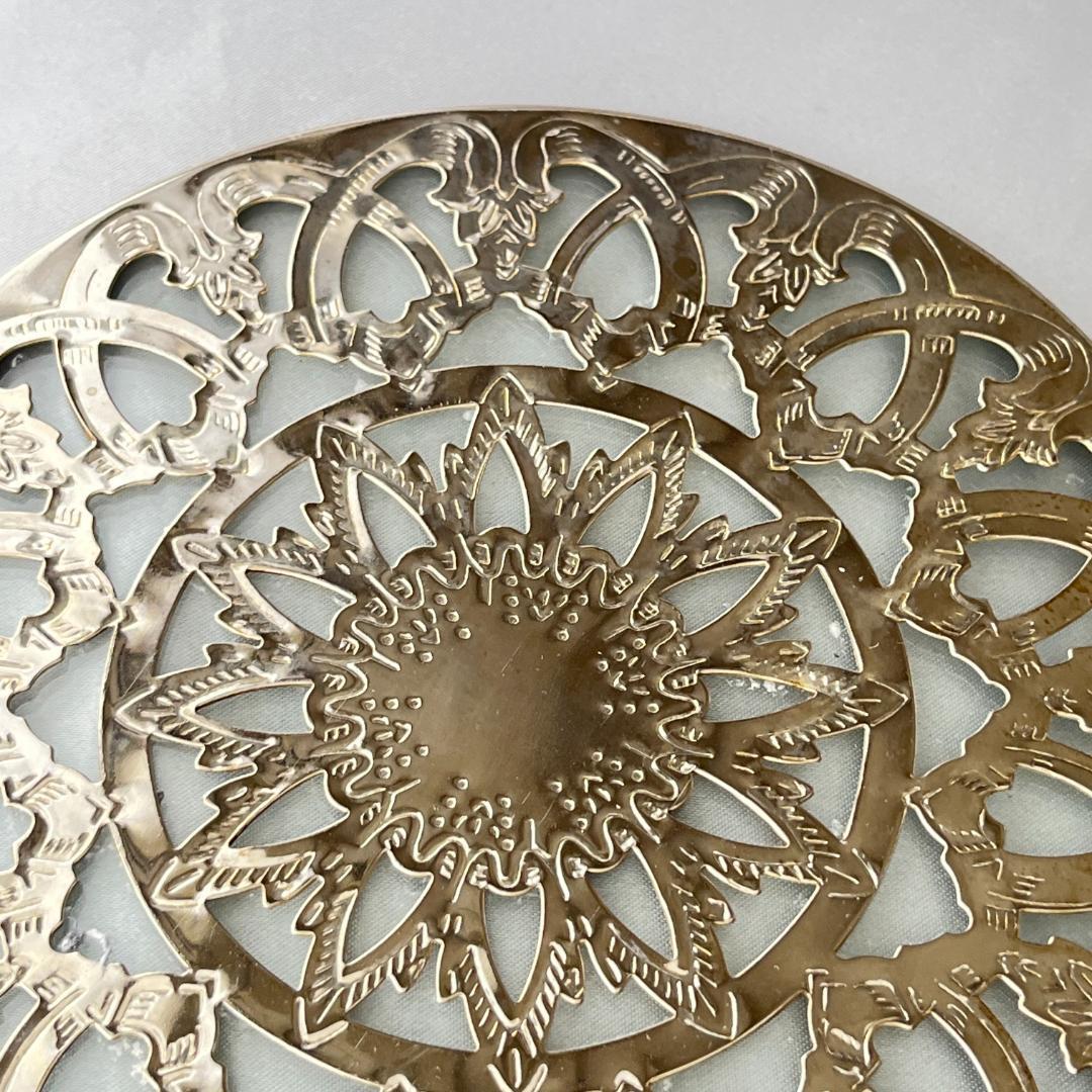 ティーセンター 【シルバープレート / ガラス】 15cm ティーポット敷