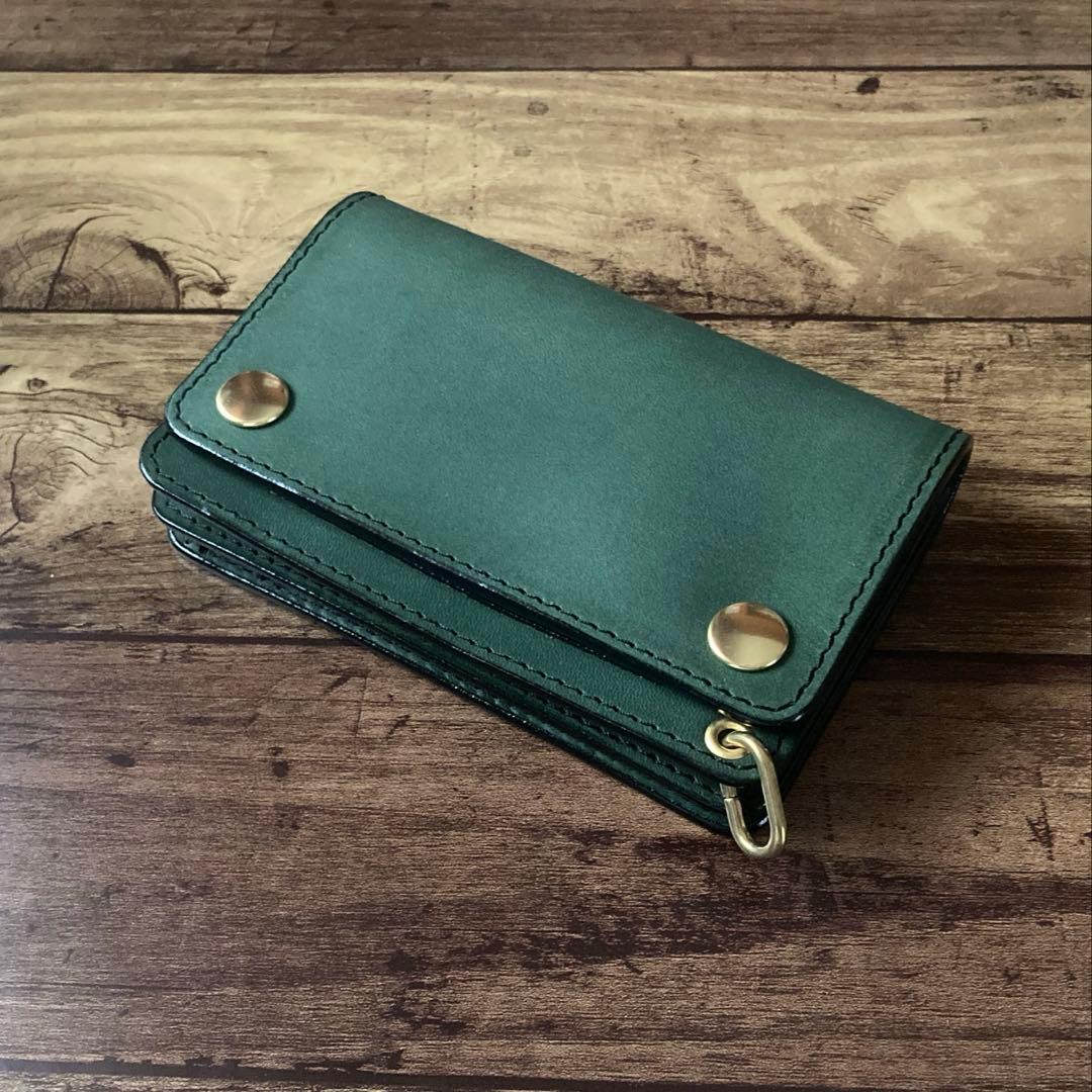 【BMX】ミドルトラッカーウォレット ダークグリーン【お札を折らずに収納】