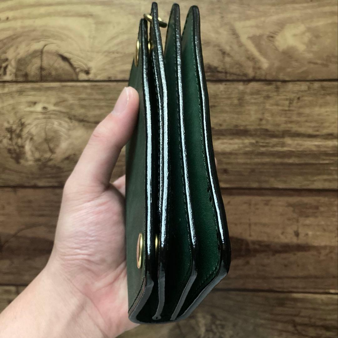 【BMX】ミドルトラッカーウォレット ダークグリーン【お札を折らずに収納】