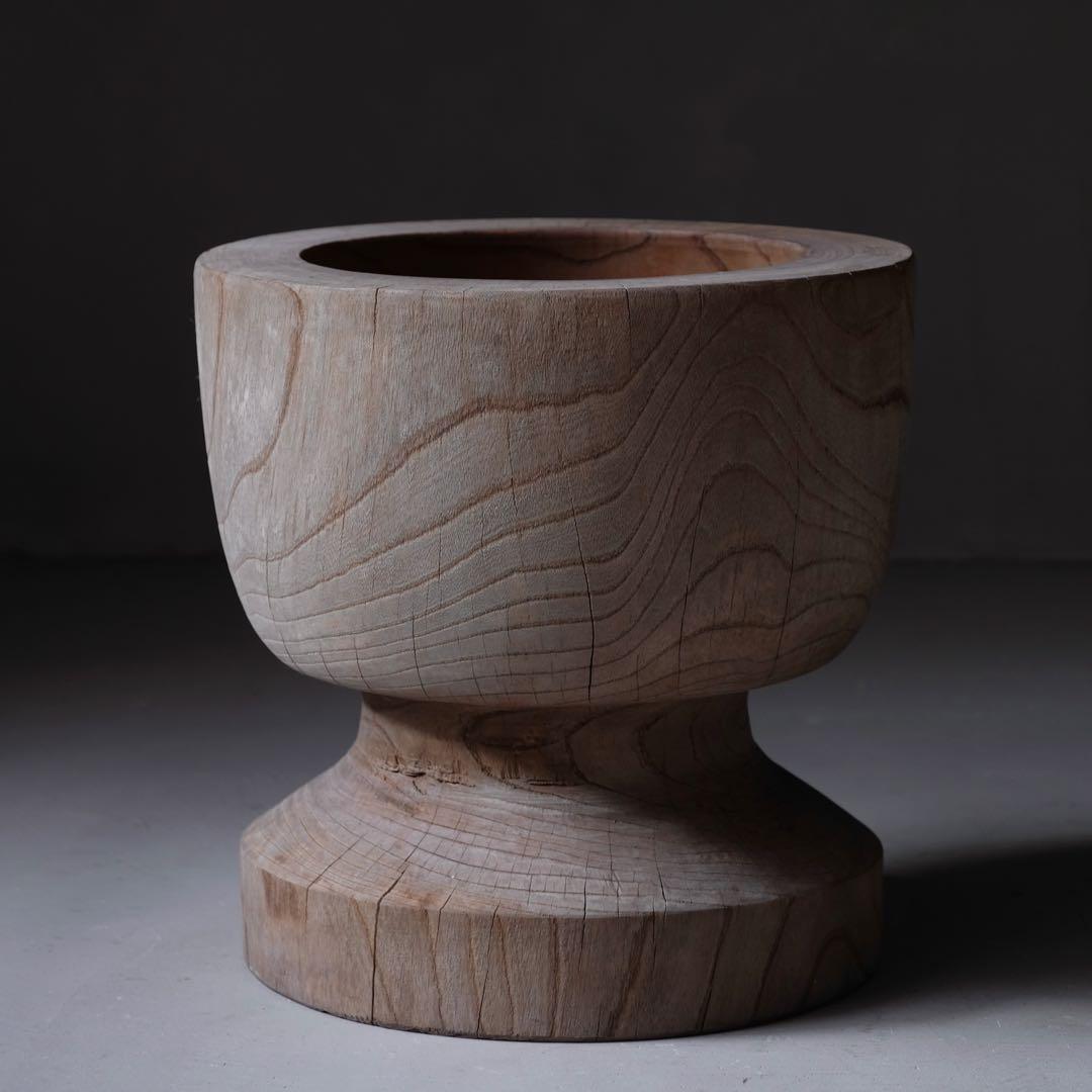 欅材 古い臼　木鉢 木皿 プランター オブジェ 古家具 古道具 アンティーク