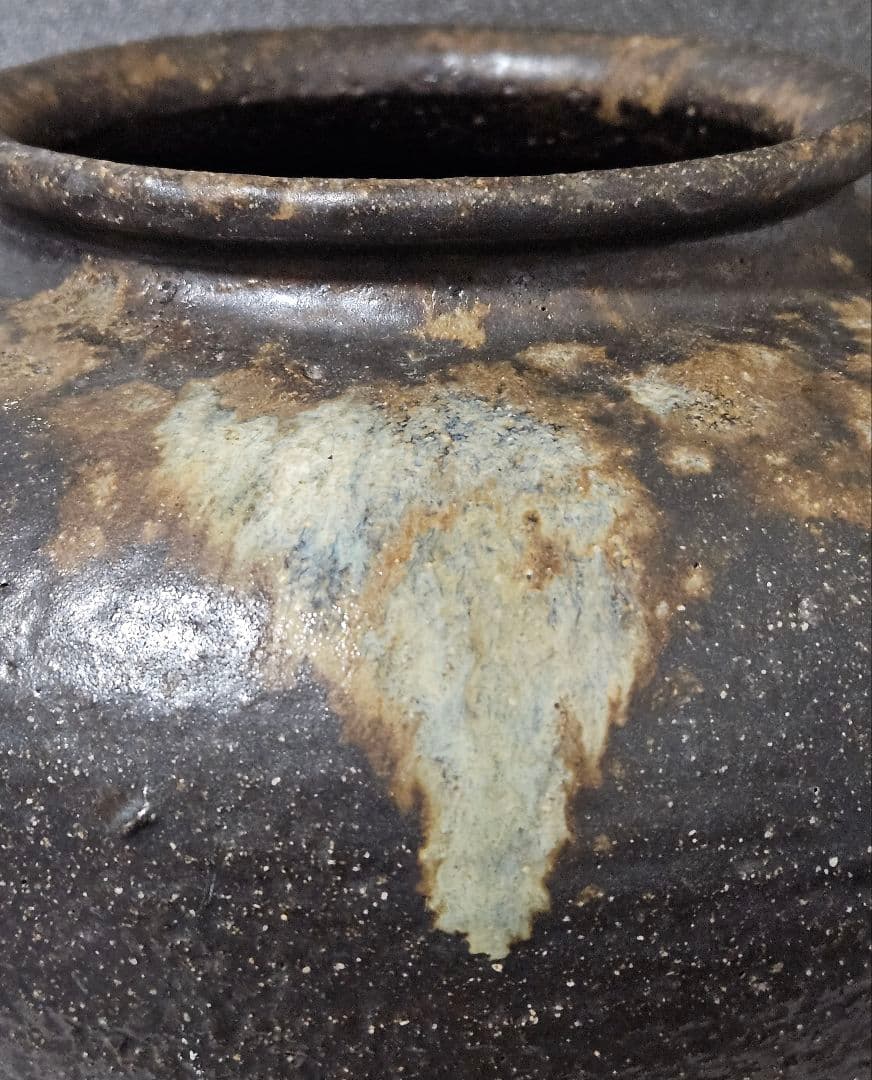 【時代古陶磁器❗】江戸時代後期～明治時代　 窯変　丸壺　花入れ　高17.6cm