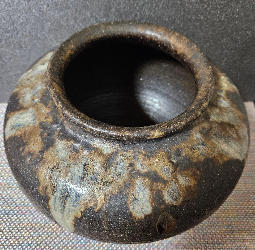 【時代古陶磁器❗】江戸時代後期～明治時代　 窯変　丸壺　花入れ　高17.6cm