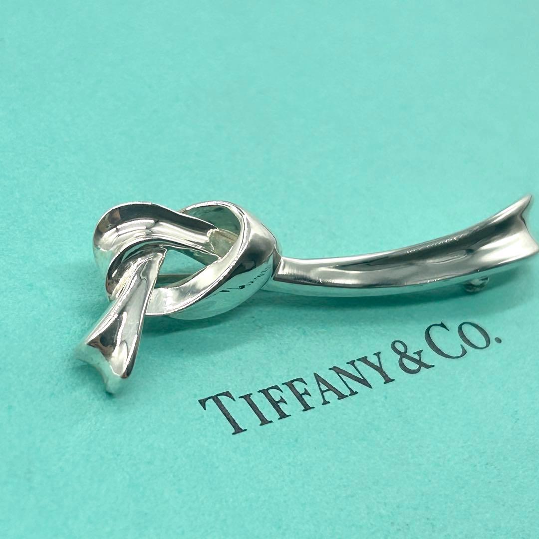 美品　ティファニー　リボン　モチーフ　ノット　ブローチ　シルバー　925