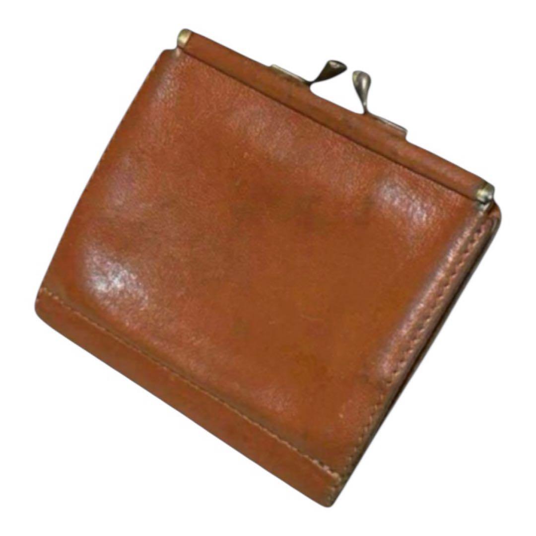 人気　イルビゾンテ　折り財布　がま口　レザー　ライトブラウン　フラップ　保護袋