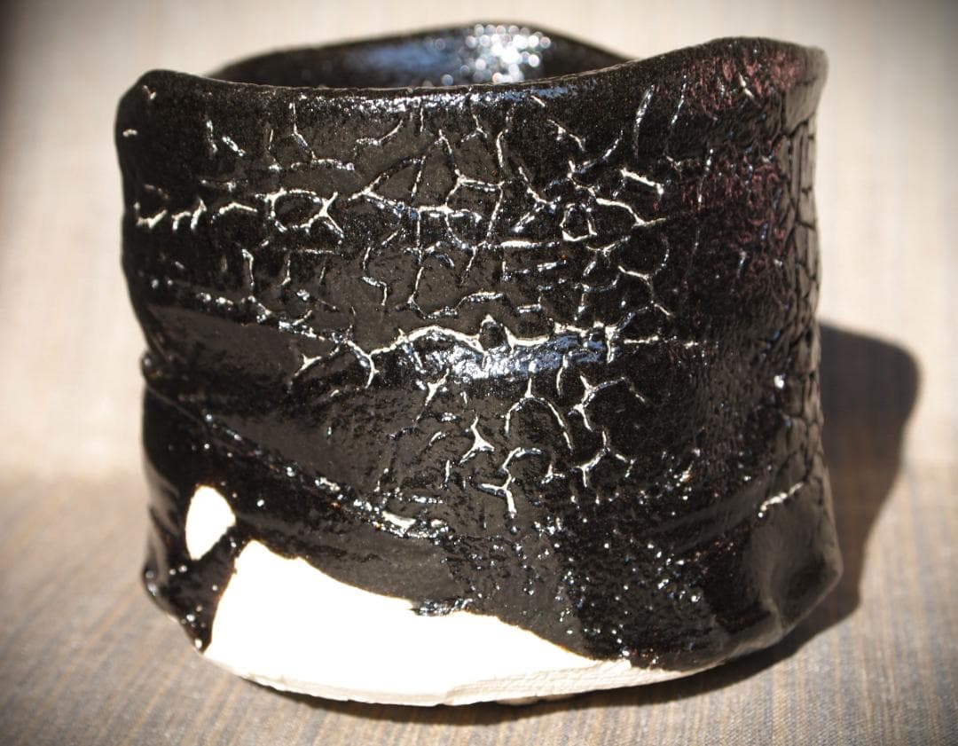 人気作家★山田和《師：加藤唐九郎》瀬戸黒茶碗★二重箱・布