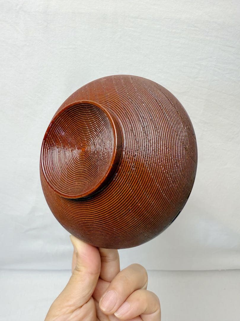 ほぼ未使用 懐石道具 天然木製 本漆塗 千筋 雑煮椀 5客揃 溜塗 内黒 共箱