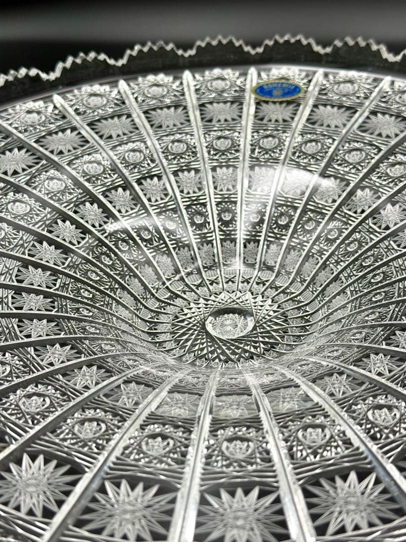 【未使用】ボヘミアクリスタル 大型コンポート 35cm チェコ製 飾り皿