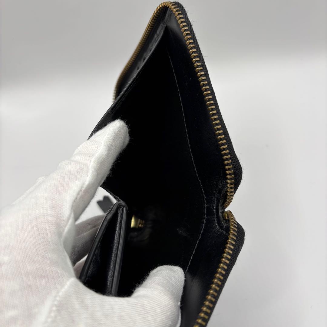美品　comme des garcons 二つ折り財布　ブラック　ラウンドジップ
