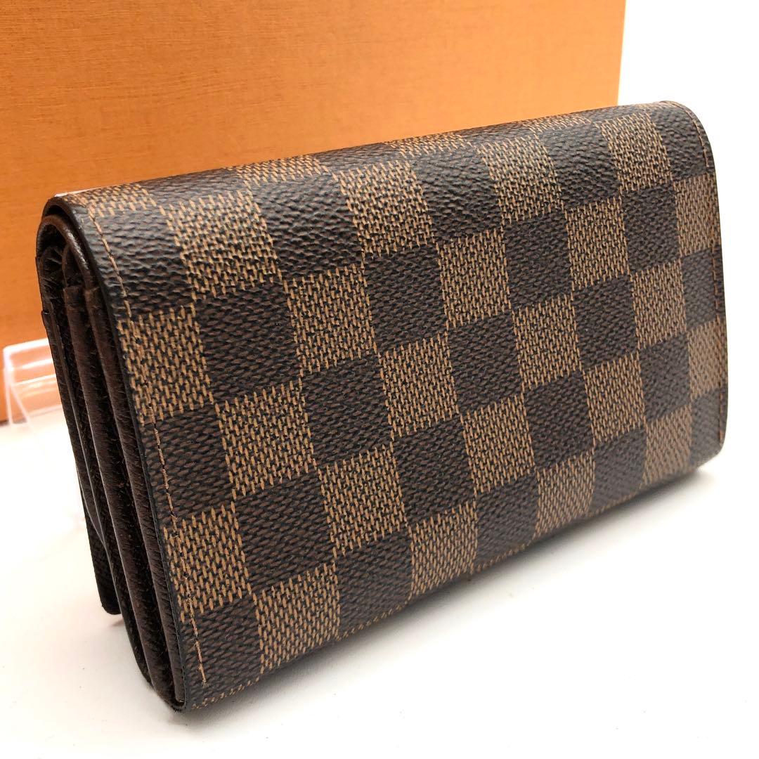 【新型】ルイヴィトン ダミエ エベヌ トレゾール 二つ折り財布 ブラウン