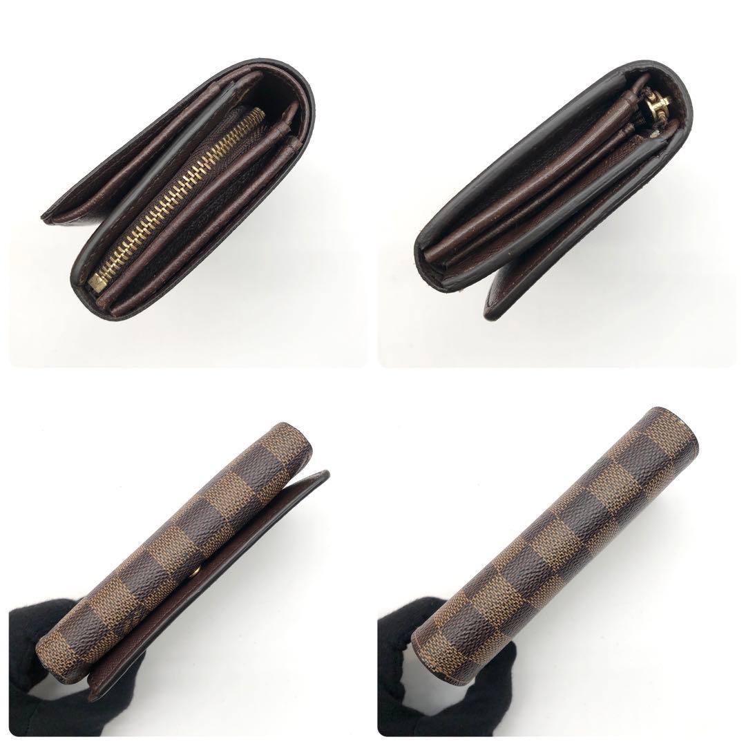 【新型】ルイヴィトン ダミエ エベヌ トレゾール 二つ折り財布 ブラウン