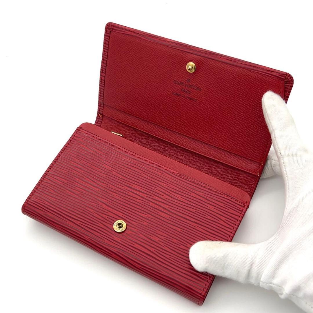 極美品★ルイヴィトン エピ 二つ折り財布 トレゾール L字ファスナー レッド