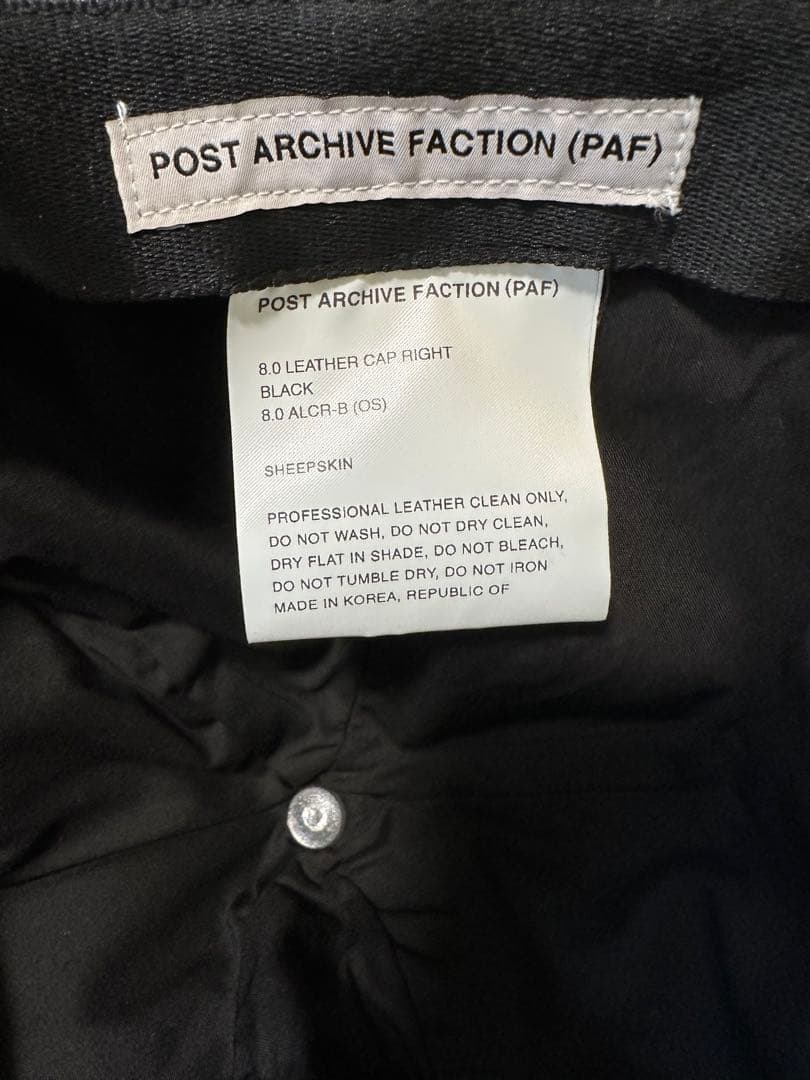 帽子 POST ARCHIVE FACTION LEATHER CAP RIGHT