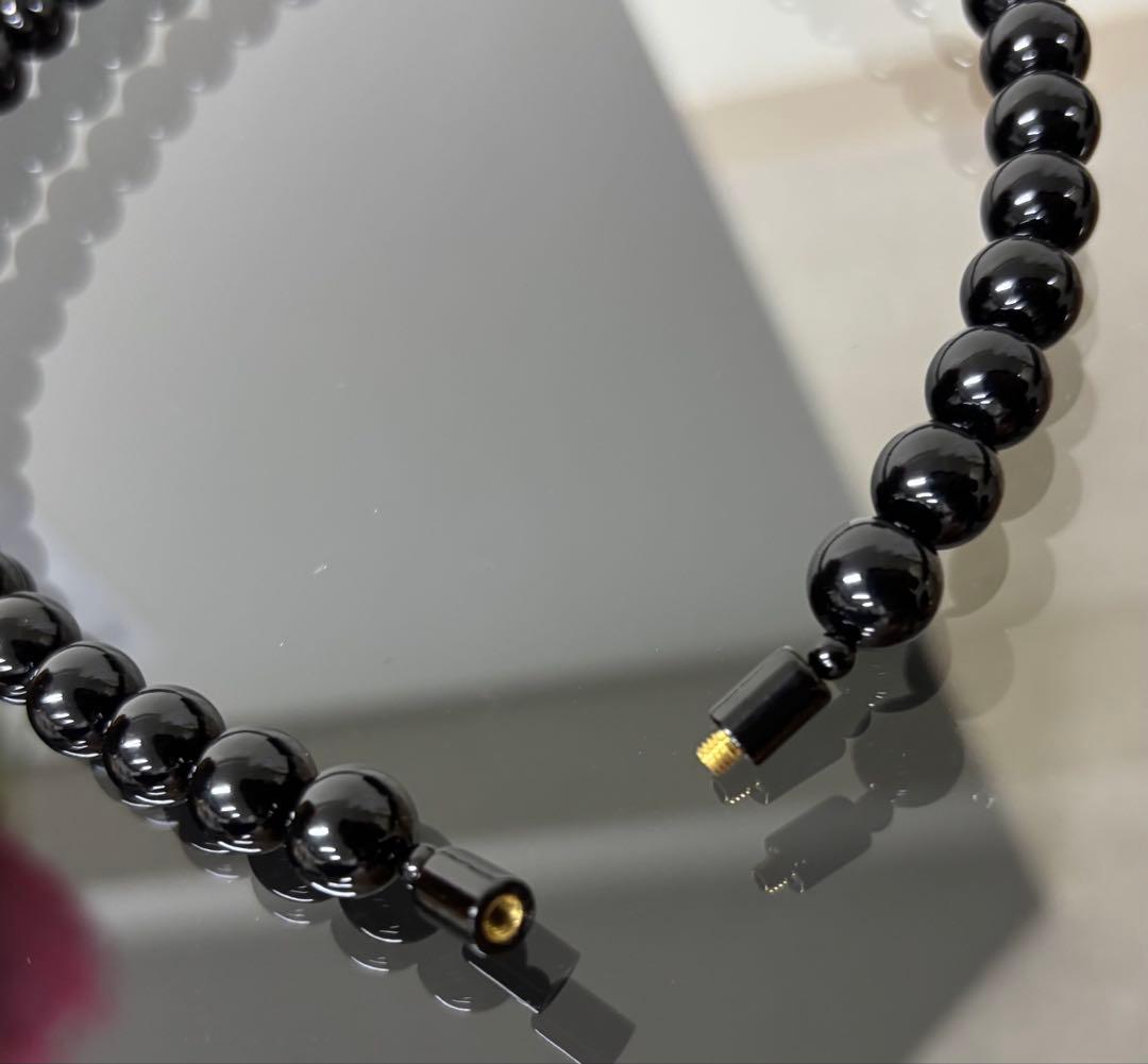 天然 黒珊瑚ネックレス（大玉１０mm珠）鑑別書付き②