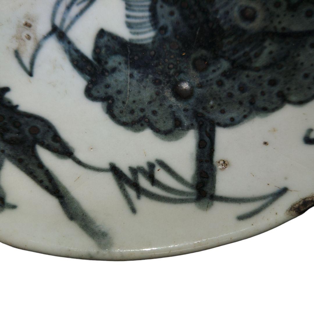 中国古玩　明代龍文染付皿　呉須窯皿