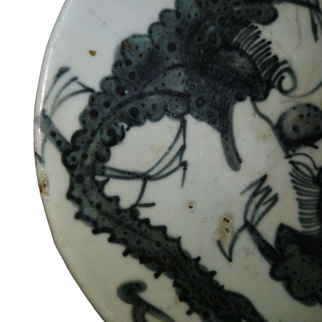 中国古玩　明代龍文染付皿　呉須窯皿