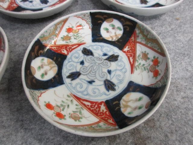 伊万里焼金彩染錦草花文小皿5枚 [B26553]