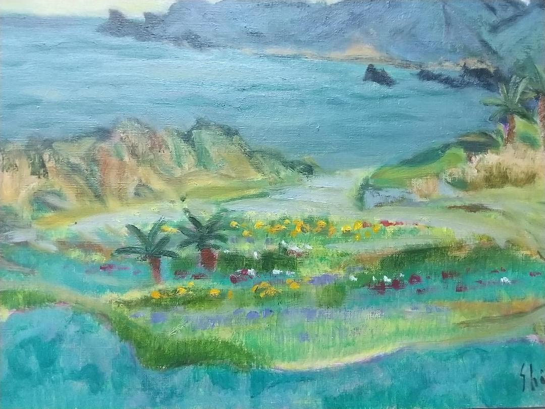 「雨後 」房州白浜 F8 絵画 油絵 油彩画 風景画 アート