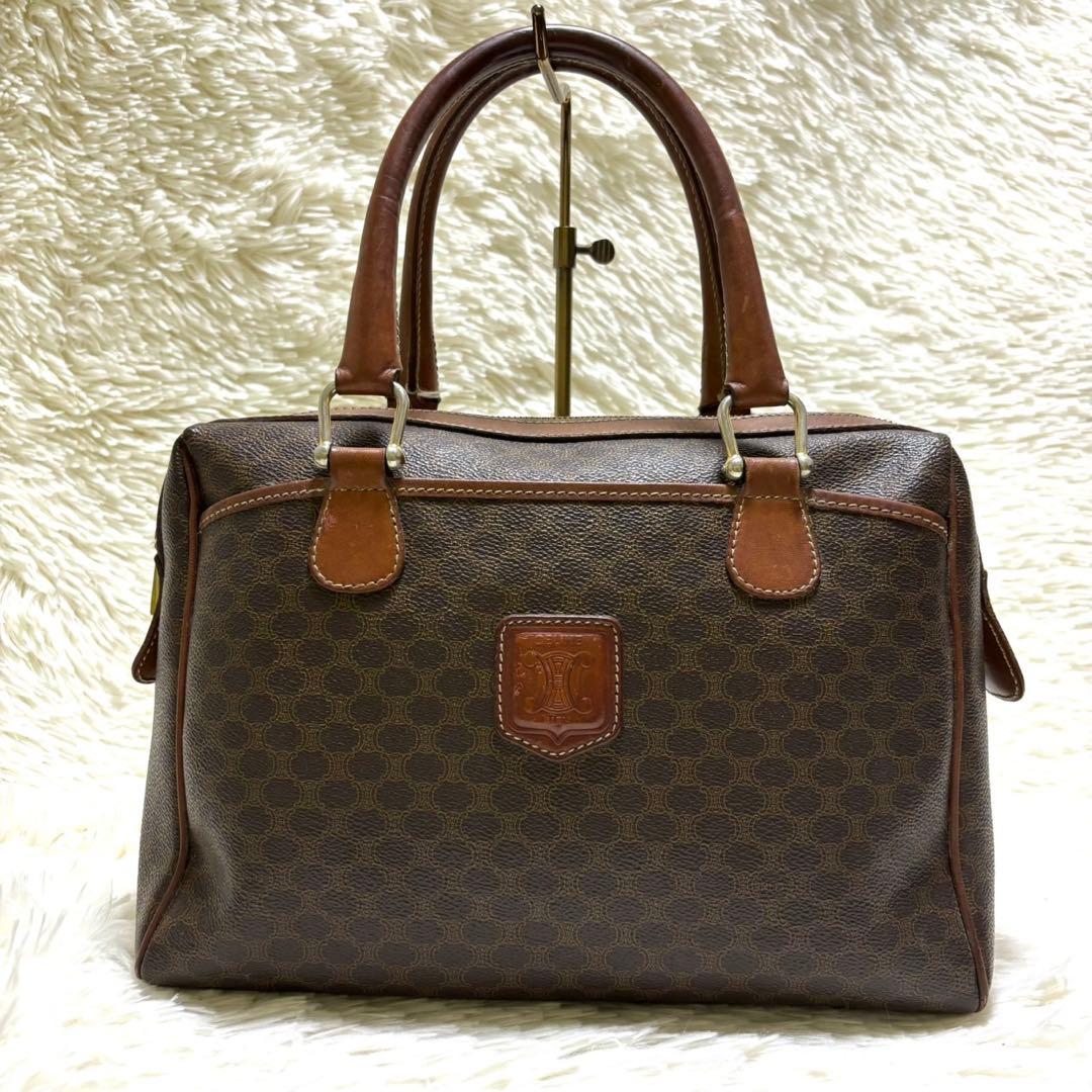 【美品】セリーヌ　ハンドバッグ　ミニボストン　PVC レザー　マカダム　ロゴ金具