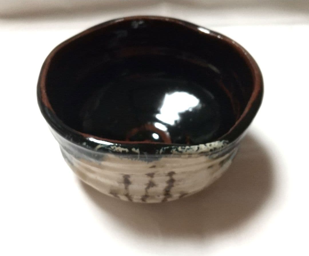 唐津焼 作礼窯 岡本作礼 織部 唐津 茶碗 共箱 共布