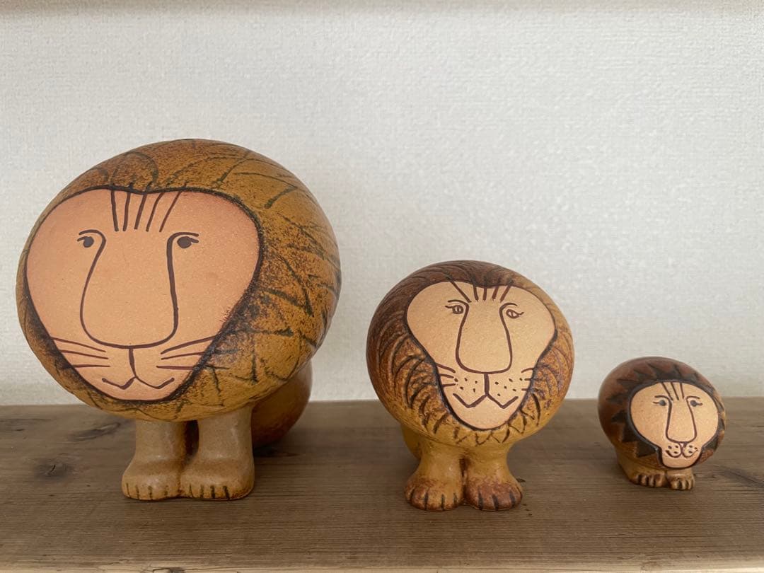 ◆リサラーソン　ライオン陶器　置物　3点セット◆北欧雑貨