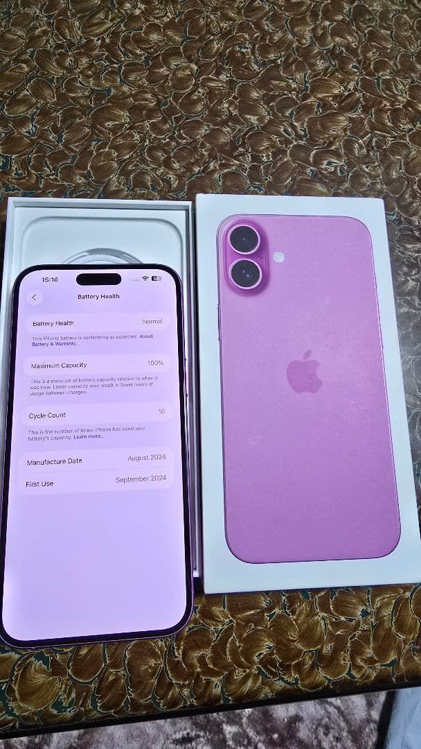 Apple iPhone 16 plusバッテリ容量100%SIMフリー