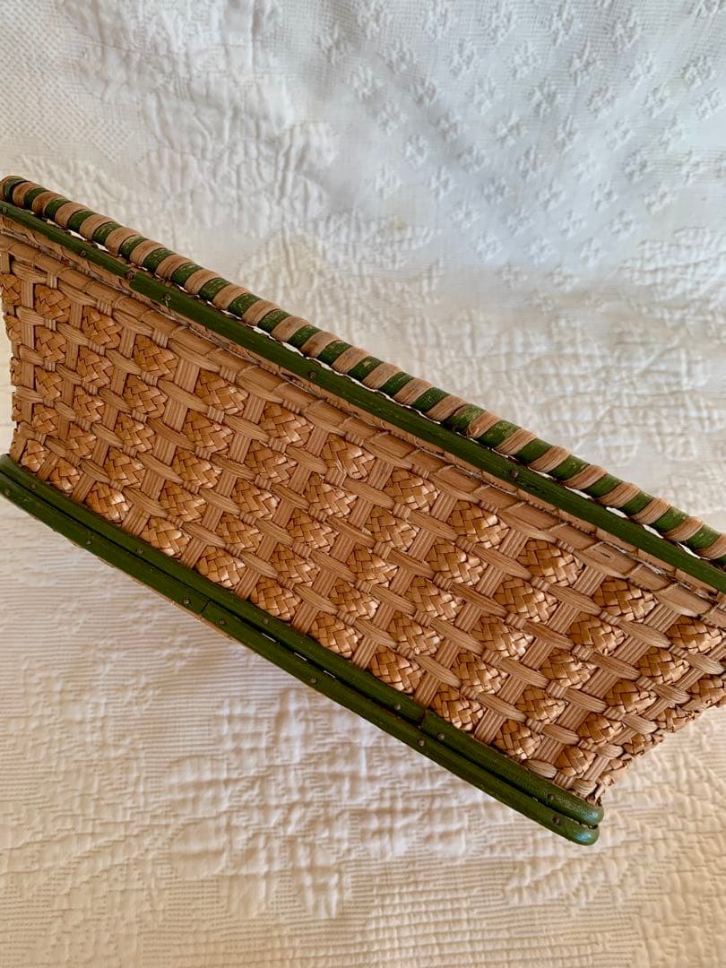 フランスアンティークローズ柄ファブリックパニエ＆アンティーク レースset