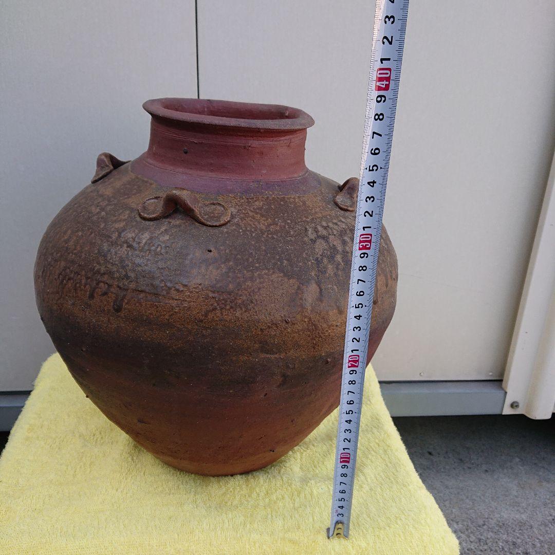 備前焼、古壺、四耳あり、印上