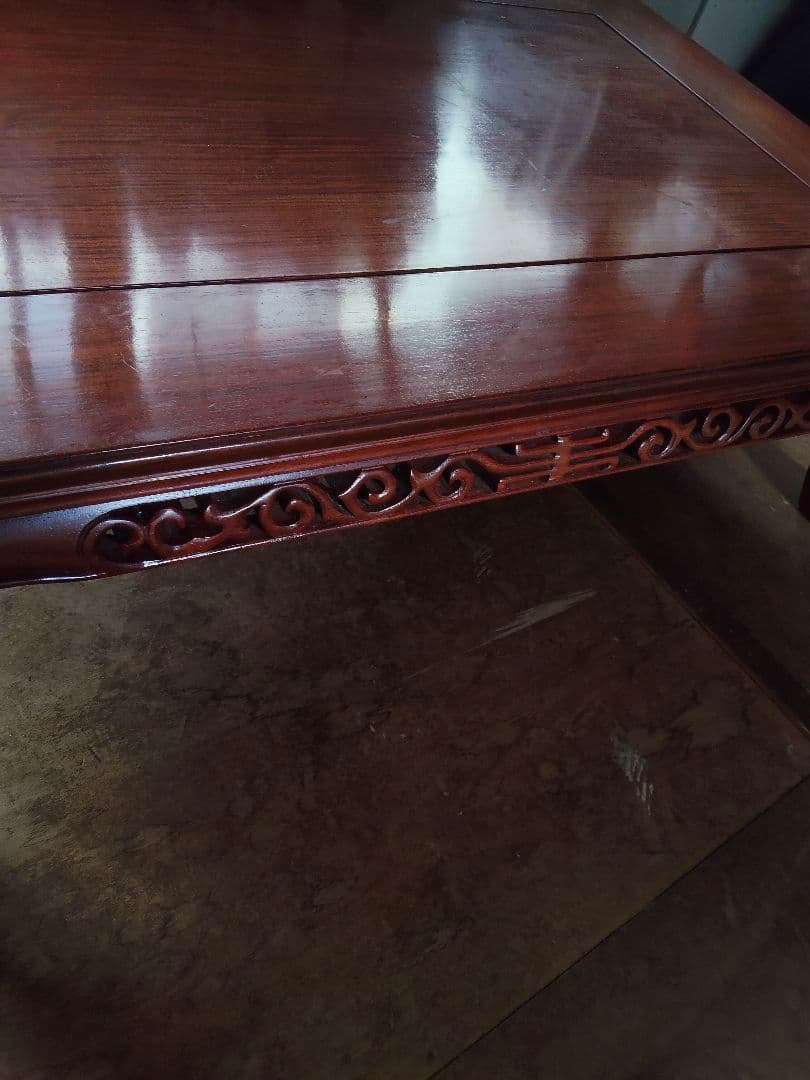 木製彫刻入り長方形座卓