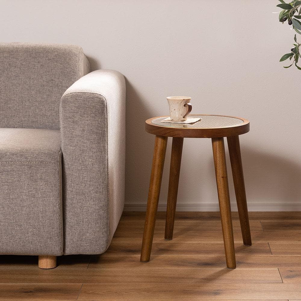 新品 送料込み ラタン ラウンド サイドテーブル S 35×45cm