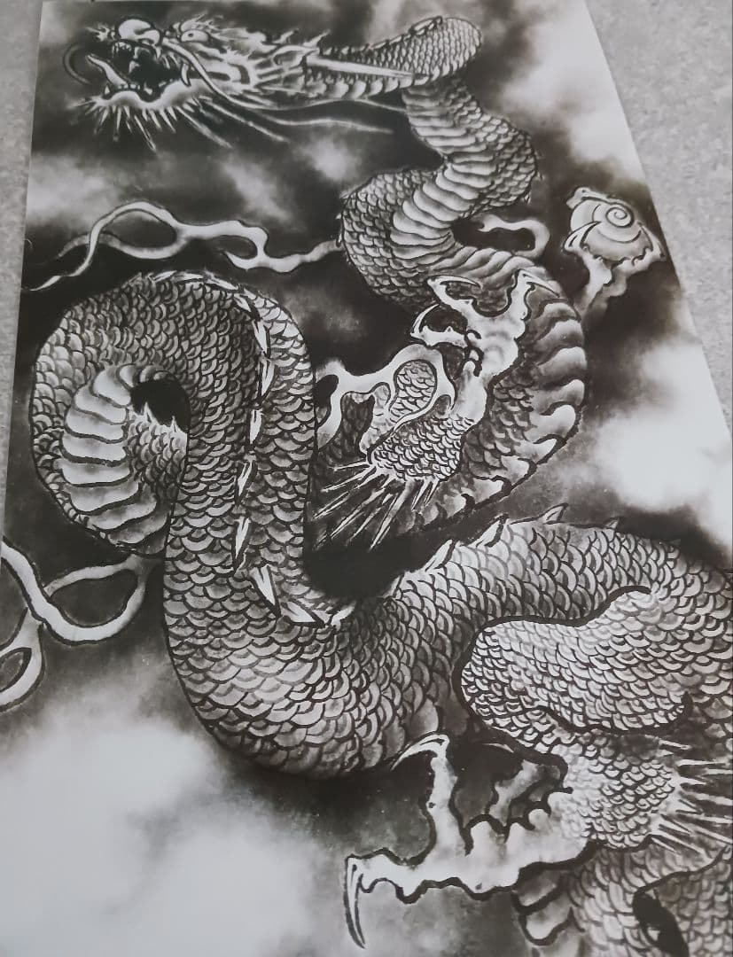 加藤龍山　日本画「日の出紅富士昇り龍」と水墨画昇龍のポスターのセット