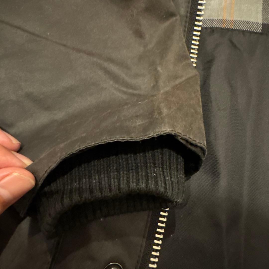 Barbour ブラックジャケット コーデュロイ襟付き
