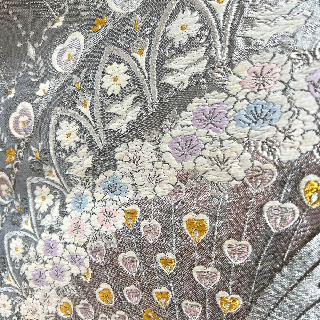 415 振袖フルセット 正絹 オフホワイト 紫 銀彩 たたき染め 暈し染め 比翼