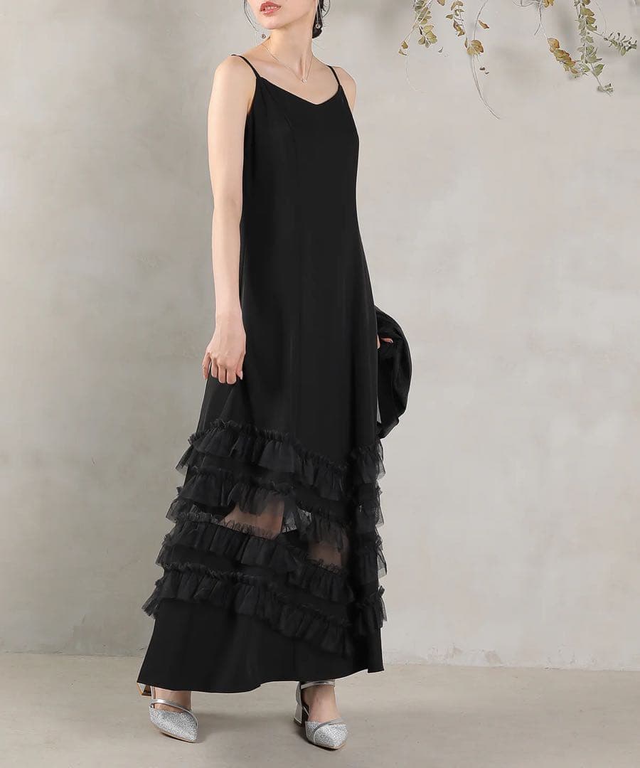 裾フリルキャミワンピース シアージャケット 2点セット ドレス