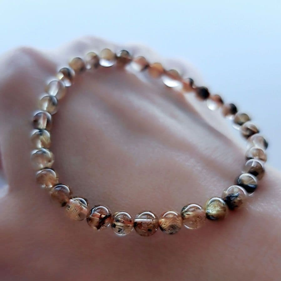 高品質 太陽放射タイチンルチルクォーツ ブレスレット 5.5㎜ 金運