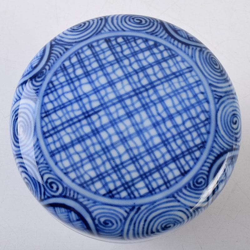 茶道具　陶佳造　染付　渦文　棗　共箱　V　8753