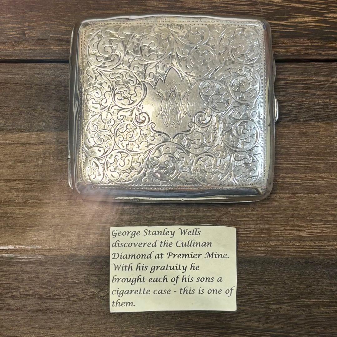 希少 純銀 英国 アンティーク シガレットケース 1902年 バーミンガム
