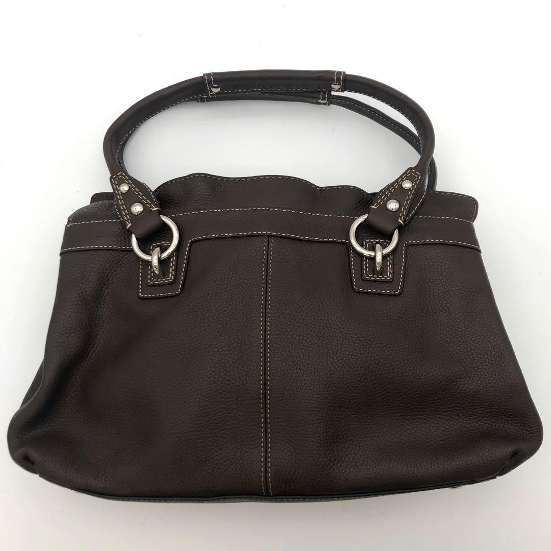 R【新品未使用】COACH ダークブラウン レザー ハンドバッグ