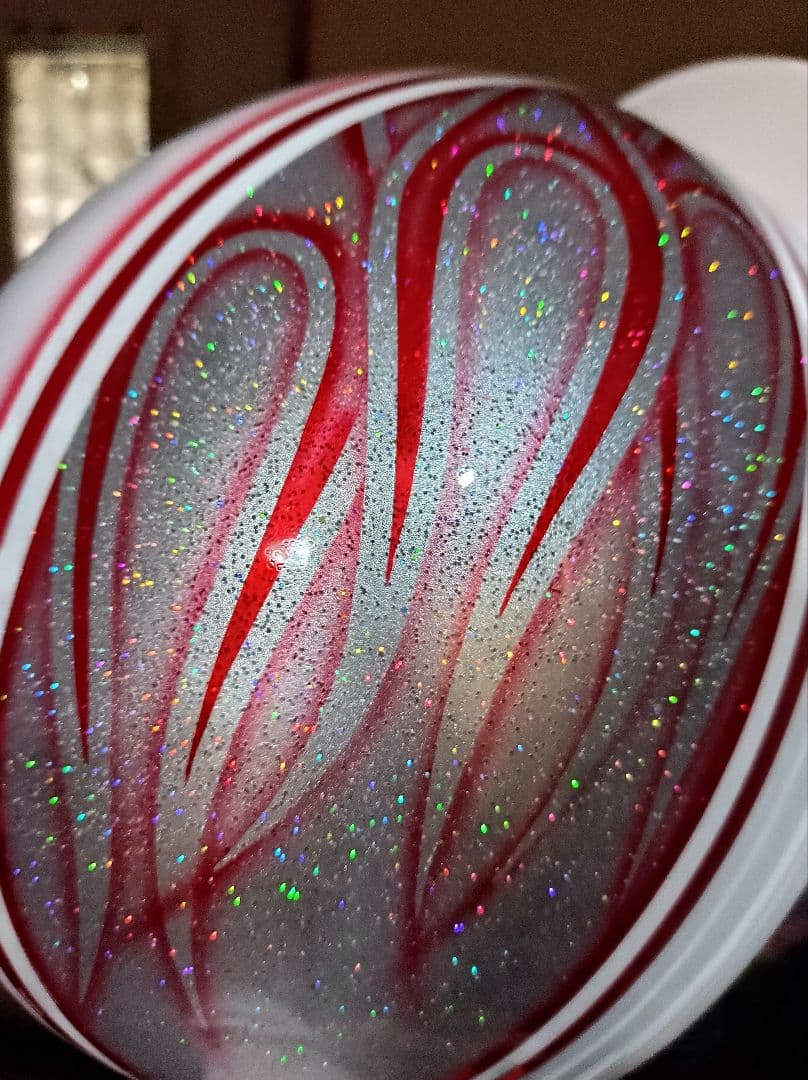 カスタムコルク半　白✘Candyレッドファイヤー　七色ラメ