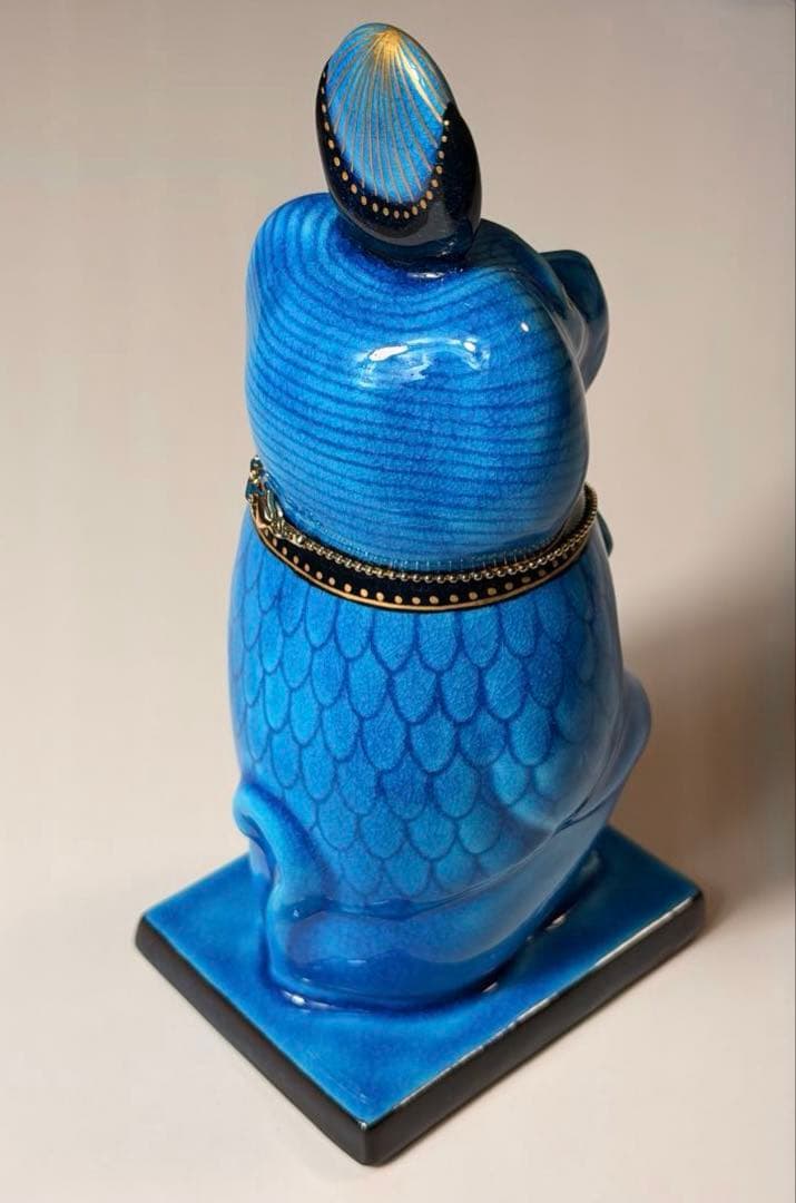 #美濃焼 幸兵衛窯 エジプト神 九栄神　トト　ヒヒ 青釉金彩　オーナメントS-1