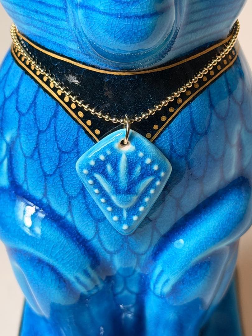 #美濃焼 幸兵衛窯 エジプト神 九栄神　トト　ヒヒ 青釉金彩　オーナメントS-1