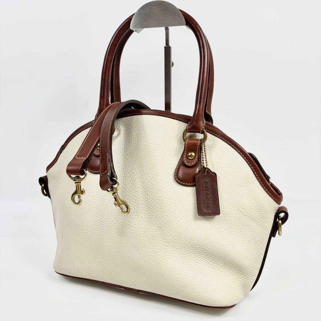 【希少】OLD COACH シボ　バイカラー　レザー ハンドバッグ　2way